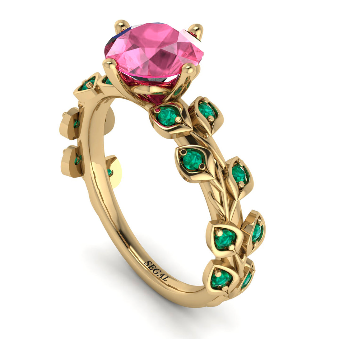 Leaves All Around Pink Moissanite Ring - Sydney 2ct No. 804